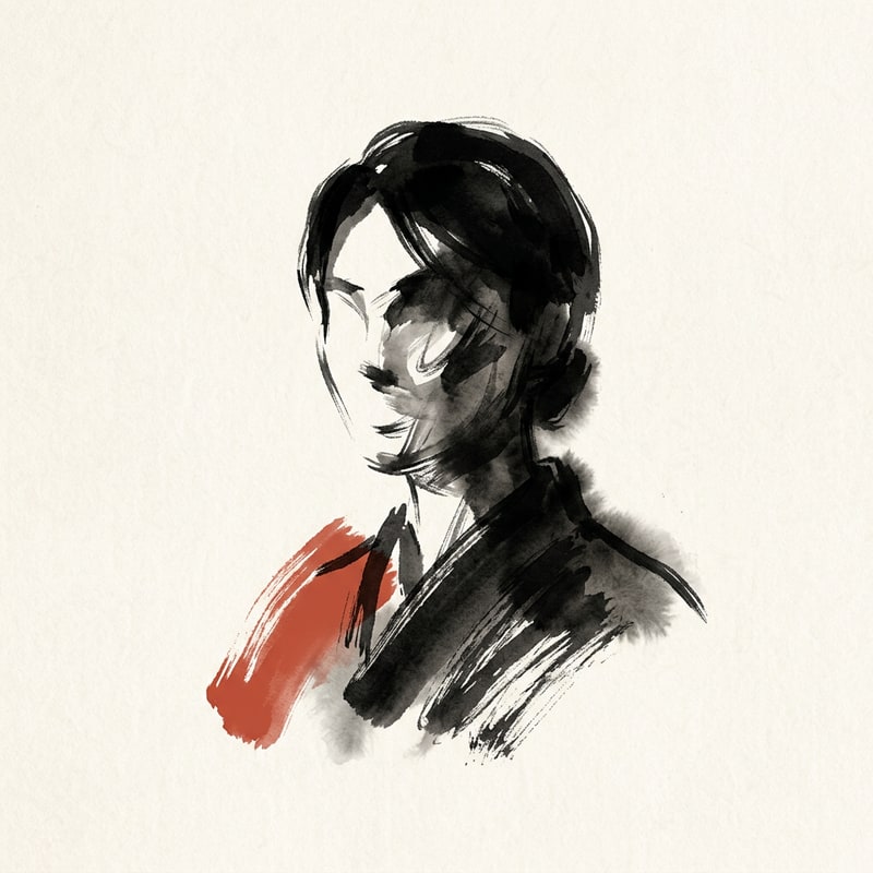 Ink-wash portrait of Akira Sumi