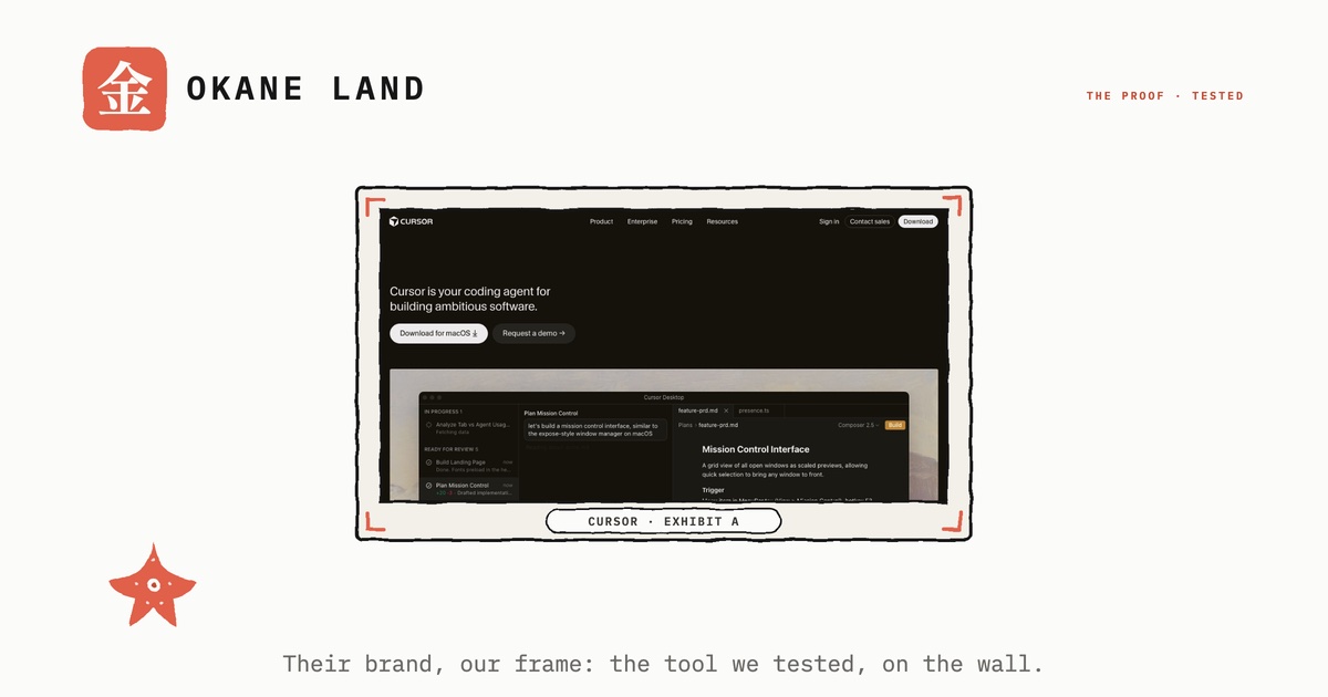 Cursor Pro: we gave it $20 and a startup idea