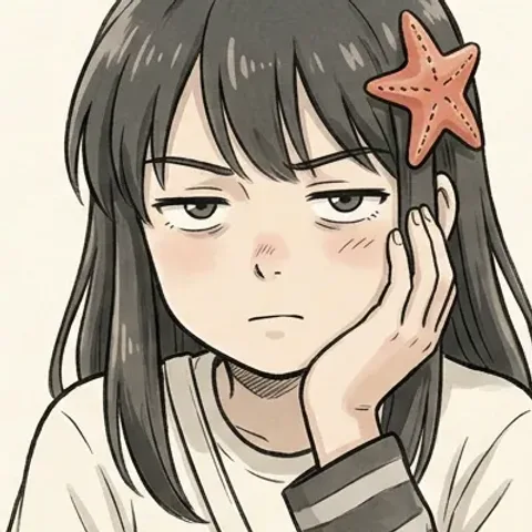 Okane-chan bored, cheek resting on her hand.