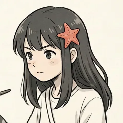 Okane-chan concentrating on a canvas, brush raised.